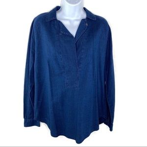 Loft by Ann Taylor Denim Long Sleeve Tunic Top M